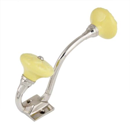 Yellow Wheel Flower Ceramic Silver Iron Hook